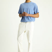 Ecru Regular Fit Standard Cut Elasticated Waist Stretchy Canvas / Chino Trousers