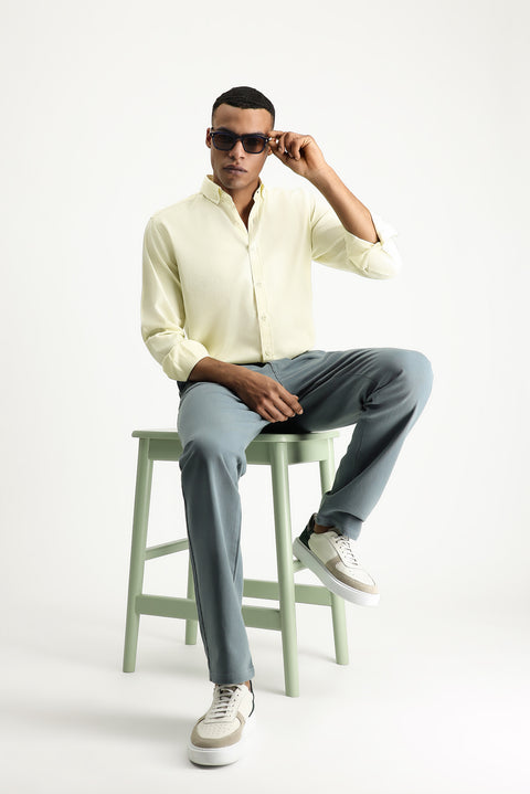 Petrol Green Regular Fit Standard Cut Elasticated Waist Stretchy Canvas / Chino Trousers