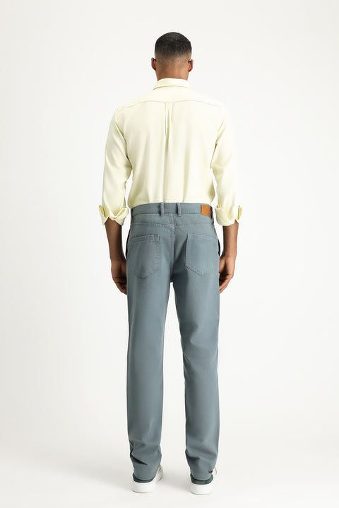 Petrol Green Regular Fit Standard Cut Elasticated Waist Stretchy Canvas / Chino Trousers