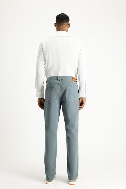 Petrol Green Regular Fit Standard Cut Elasticated Waist Stretchy Canvas / Chino Trousers