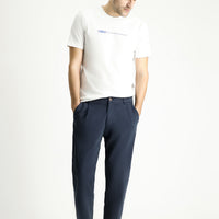 Dark Navy Regular Fit Standard Cut Elasticated Waist Stretchy Canvas / Chino Trousers