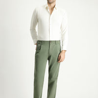 Orta Haki Regular Fit Standart Kesim Beli Lastikli Likralı Kanvas / Chino Pantolon