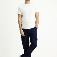 Light Navy Regular Fit Standard Cut Stretchy Cargo Pants