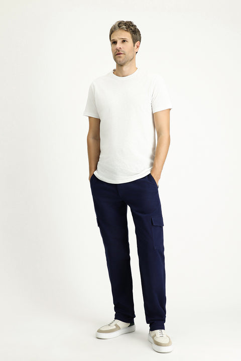 Light Navy Regular Fit Standard Cut Stretchy Cargo Pants