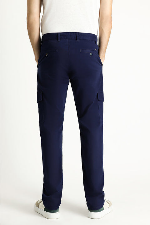 Light Navy Regular Fit Standard Cut Stretchy Cargo Pants