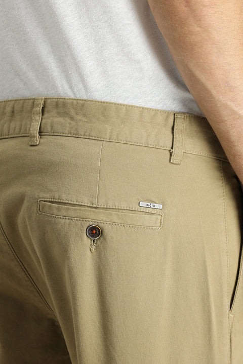 Medium Beige Regular Fit Standard Cut Lycra Cargo Pants