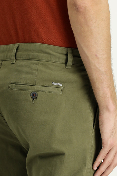 Military Khaki Regular Fit Standard Cut Lycra Cargo Pants