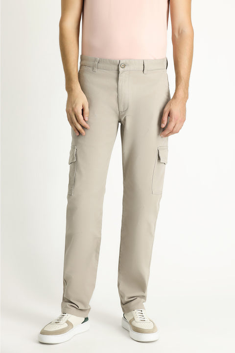 Light Mink Regular Fit Standard Cut Lycra Cargo Pants