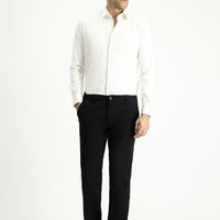 Black Regular Fit Standard Cut Elasticated Waist Stretchy Canvas / Chino Trousers