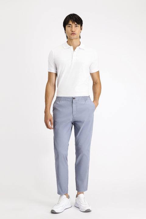 Havacı Mavi Regular Fit Standart Kesim Beli Lastikli Likralı Kanvas / Chino Pantolon