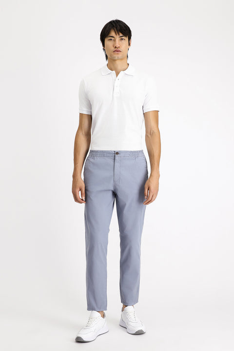Havacı Mavi Regular Fit Standart Kesim Beli Lastikli Likralı Kanvas / Chino Pantolon