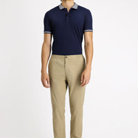 Orta Bej Regular Fit Standart Kesim Beli Lastikli Likralı Kanvas / Chino Pantolon