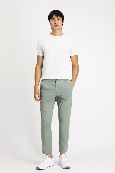 Çağla Yeşili Regular Fit Standart Kesim Beli Lastikli Likralı Kanvas / Chino Pantolon