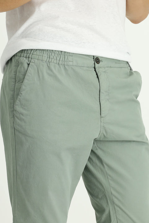 Çağla Yeşili Regular Fit Standart Kesim Beli Lastikli Likralı Kanvas / Chino Pantolon