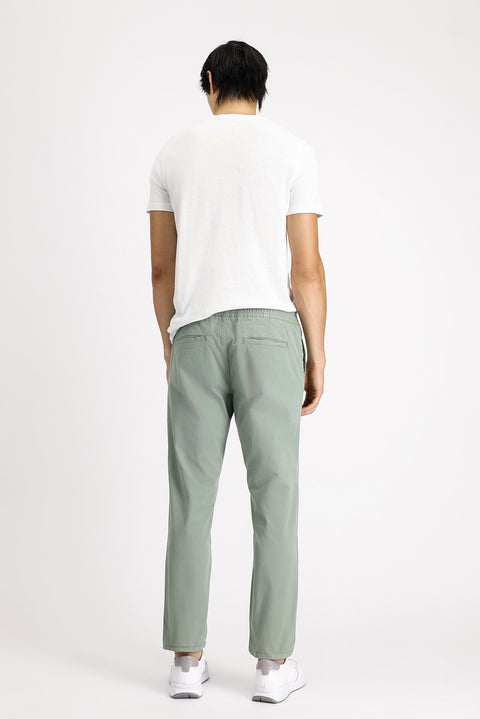 Çağla Yeşili Regular Fit Standart Kesim Beli Lastikli Likralı Kanvas / Chino Pantolon