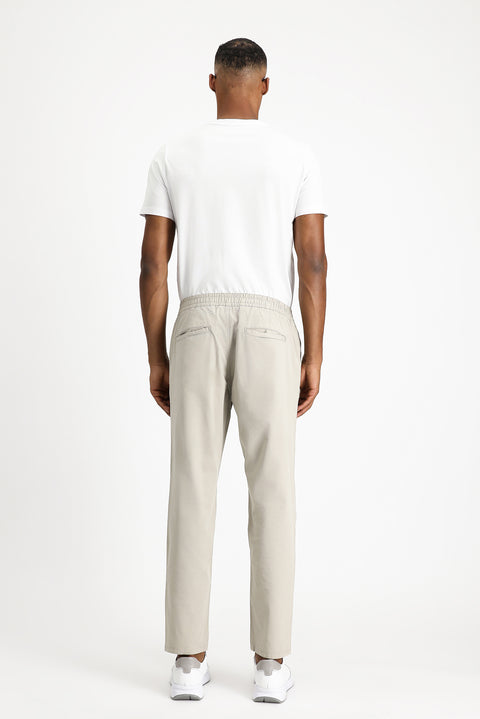 Light Mink Regular Fit Standard Cut Elasticated Waist Stretchy Canvas / Chino Trousers
