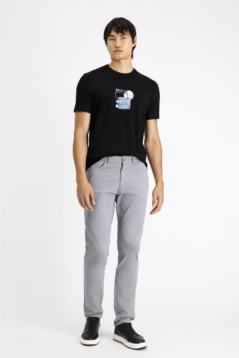 Medium Grey Regular Fit Standard Cut Lycra Canvas / Chino Trousers