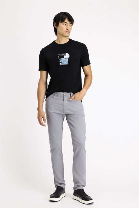 Medium Grey Regular Fit Standard Cut Lycra Canvas / Chino Trousers