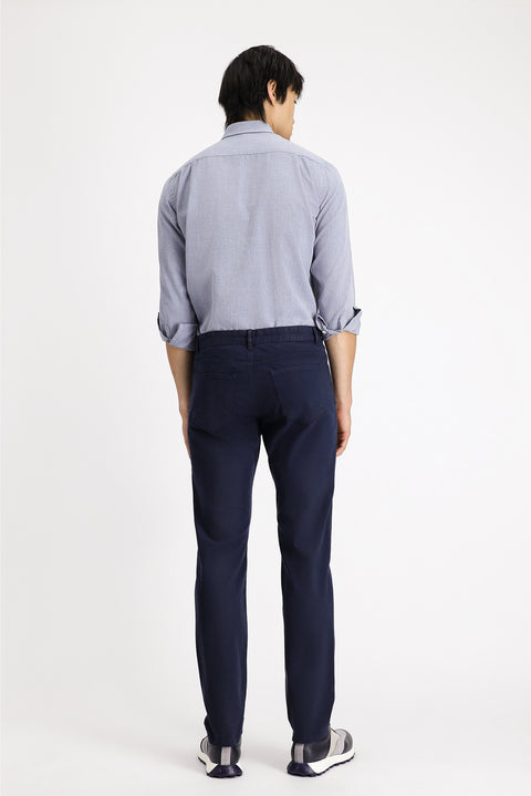 Dark Navy Regular Fit Standard Cut Lycra Canvas / Chino Trousers