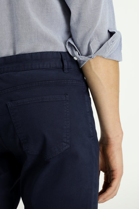 Dark Navy Regular Fit Standard Cut Lycra Canvas / Chino Trousers