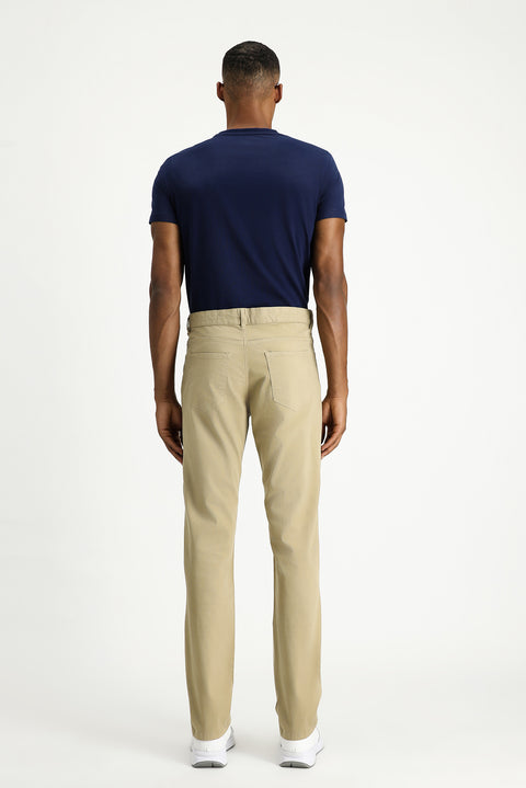 Mid-Beige Regular Fit Standard Cut Stretch Canvas / Chino Trousers