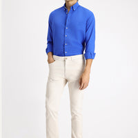 Krem Regular Fit Standart Kesim Likralı Kanvas / Chino Pantolon