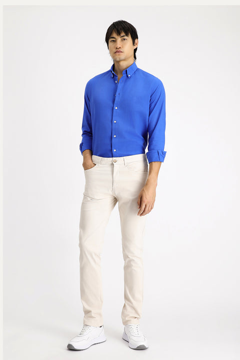 Krem Regular Fit Standart Kesim Likralı Kanvas / Chino Pantolon
