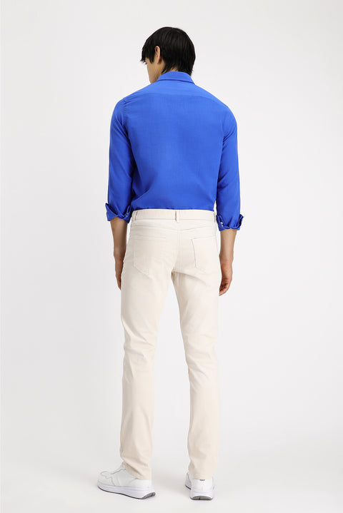 Krem Regular Fit Standart Kesim Likralı Kanvas / Chino Pantolon