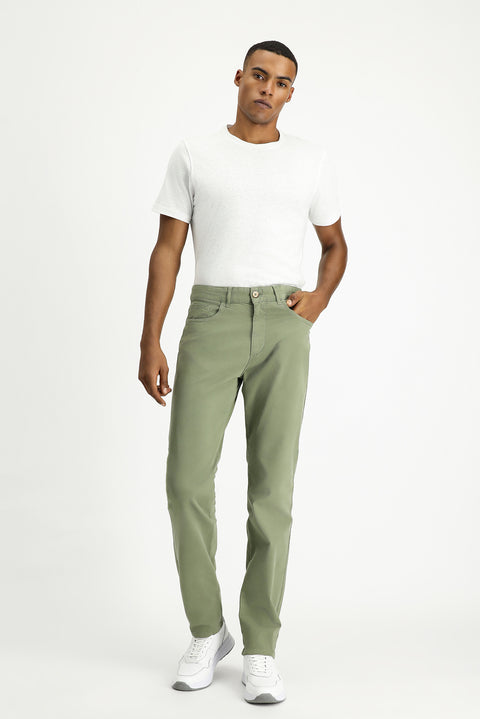 Orta Haki Regular Fit Standart Kesim Likralı Kanvas / Chino Pantolon