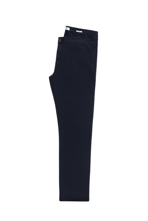 Dark Navy Relaxed Fit Stretch Canvas / Chino Trousers