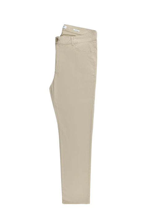 Light Beige Relaxed Fit Stretch Canvas / Chino Trousers