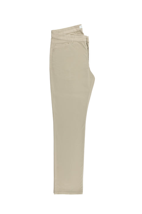 Light Beige Relaxed Fit Stretch Canvas / Chino Trousers
