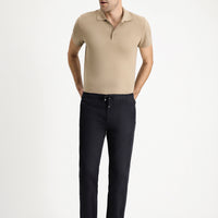 Dark Navy Regular Fit Standard Cut Lycra Elasticated Waist Drawstring Trousers