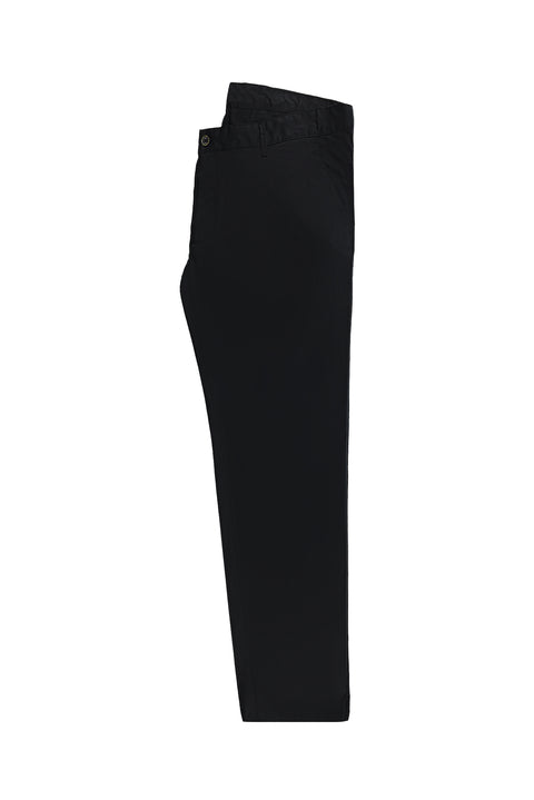 Black Relaxed Fit Stretch Canvas / Chino Trousers