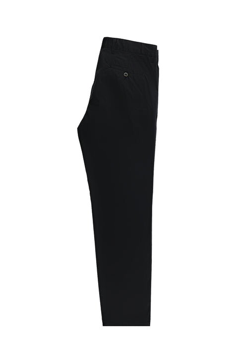 Black Relaxed Fit Stretch Canvas / Chino Trousers