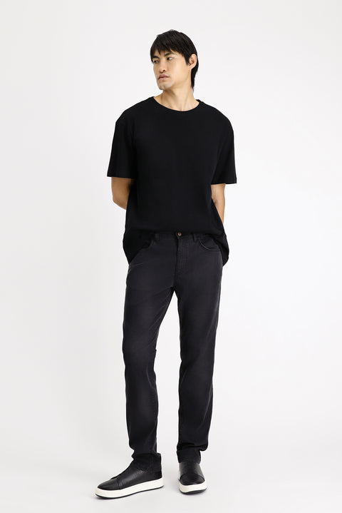 Dark Anthracite Regular Fit Standard Cut Lycra Denim Look Trousers