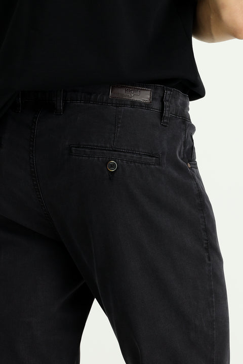 Dark Anthracite Regular Fit Standard Cut Lycra Denim Look Trousers