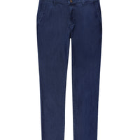 Mid-Navy Regular Fit Standard Cut Sports Trousers Denim Look