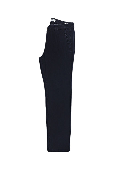 Dark Navy Regular Fit Standard Cut Sport Trousers Denim Look