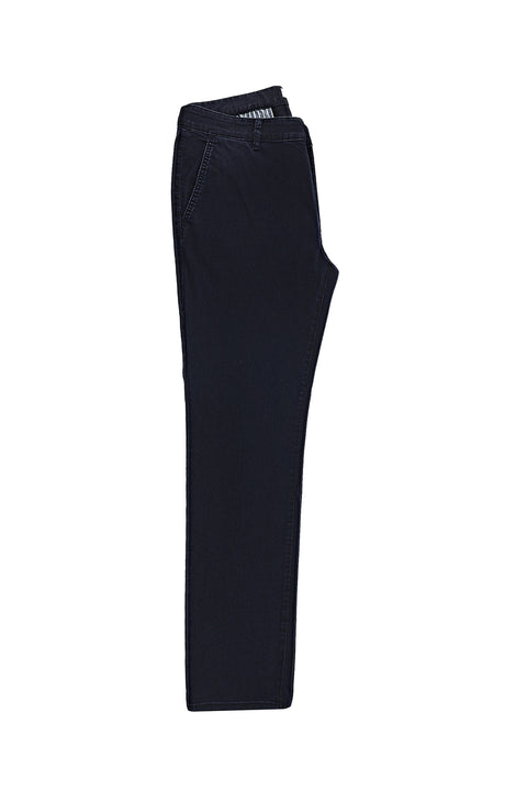 Dark Navy Regular Fit Standard Cut Sport Trousers Denim Look