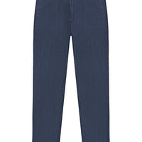 Mid Navy Regular Fit Standard Cut Denim Look Trousers