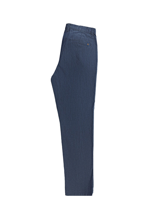 Mid Navy Regular Fit Standard Cut Denim Look Trousers