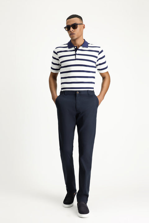 Dark Navy Relaxed Fit Elasticated Waist Stretchy Trousers