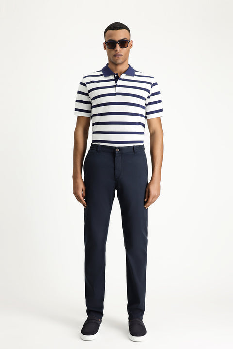 Dark Navy Relaxed Fit Elasticated Waist Stretchy Trousers