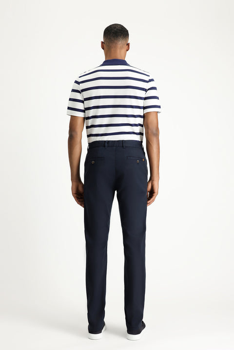 Dark Navy Relaxed Fit Elasticated Waist Stretchy Trousers