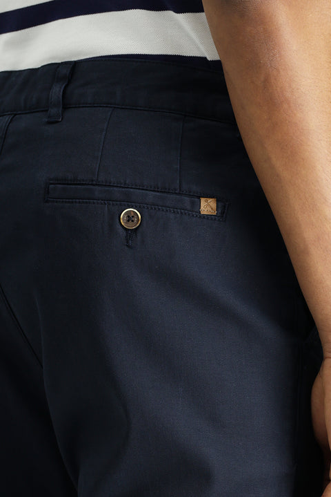 Koyu Lacivert Slim Fit Dar Kesim Beli Lastikli Likralı Pantolon