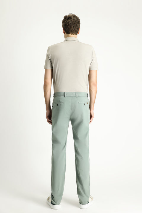 Mint Green Slim Fit Elastic Waist Lycra Trousers