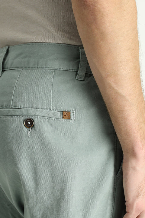 Celadon Green Relaxed Fit Elastic Waist Lycra Trousers