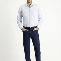 Light Navy Relaxed Fit Stretch Canvas / Chino Trousers
