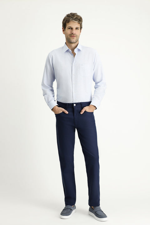 Light Navy Relaxed Fit Stretch Canvas / Chino Trousers